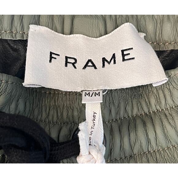 8-19 FRAME Men's 100% Lamb Leather Shorts Grey-Green Medium - Picture 3 of 6